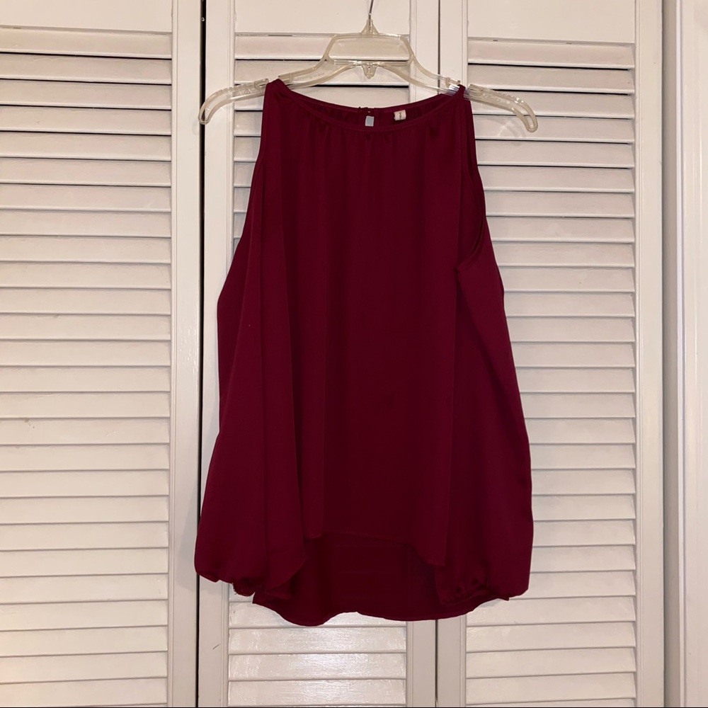 Tyche Cold Shoulder Burgundy Blouse